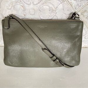 COACH - Olive Green Pebbled Leather Crossbody Bag